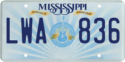 MS license plate LWA836