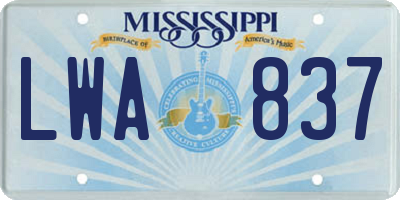 MS license plate LWA837