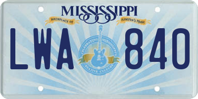 MS license plate LWA840