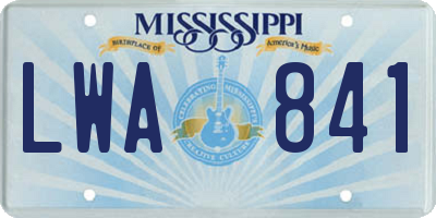 MS license plate LWA841