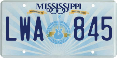 MS license plate LWA845