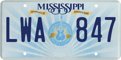 MS license plate LWA847
