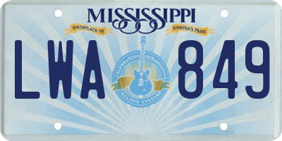 MS license plate LWA849