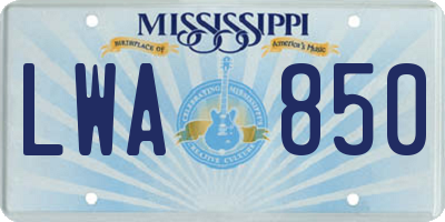 MS license plate LWA850