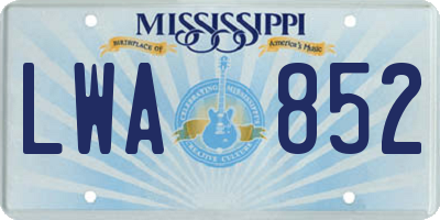 MS license plate LWA852