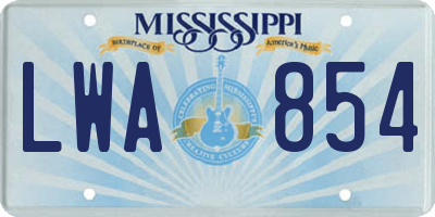 MS license plate LWA854
