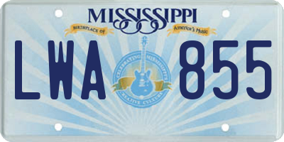 MS license plate LWA855