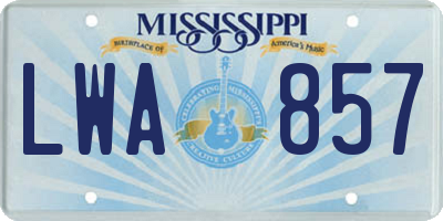 MS license plate LWA857