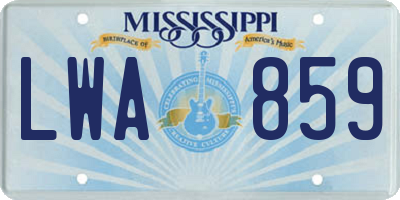 MS license plate LWA859