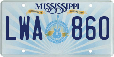 MS license plate LWA860