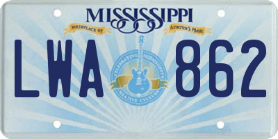 MS license plate LWA862
