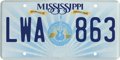 MS license plate LWA863