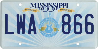 MS license plate LWA866