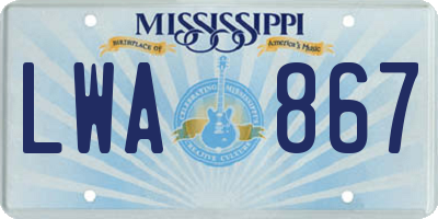 MS license plate LWA867