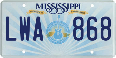 MS license plate LWA868