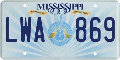 MS license plate LWA869