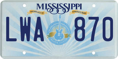 MS license plate LWA870