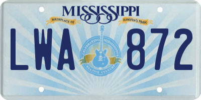 MS license plate LWA872