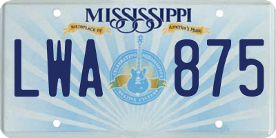 MS license plate LWA875
