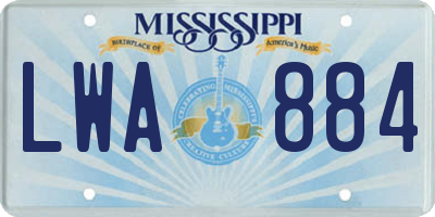 MS license plate LWA884
