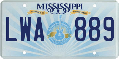 MS license plate LWA889