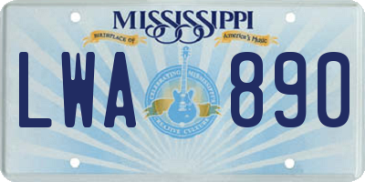 MS license plate LWA890