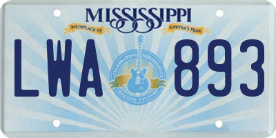 MS license plate LWA893