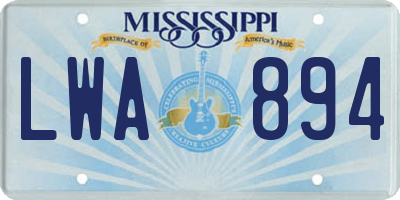 MS license plate LWA894