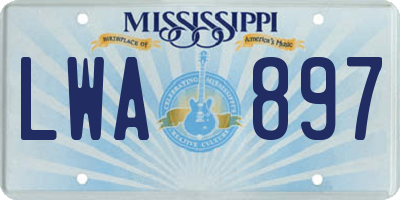 MS license plate LWA897