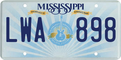MS license plate LWA898
