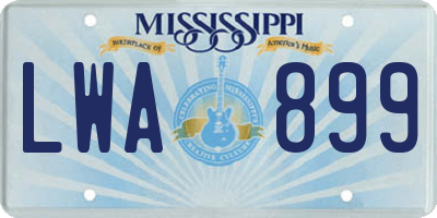 MS license plate LWA899