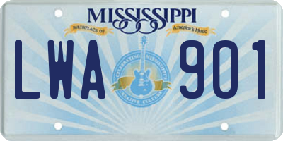 MS license plate LWA901