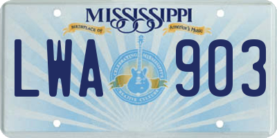MS license plate LWA903
