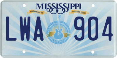 MS license plate LWA904