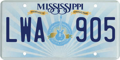 MS license plate LWA905