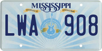 MS license plate LWA908