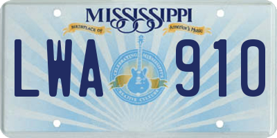 MS license plate LWA910