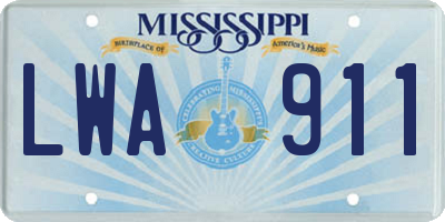 MS license plate LWA911