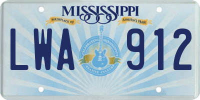 MS license plate LWA912