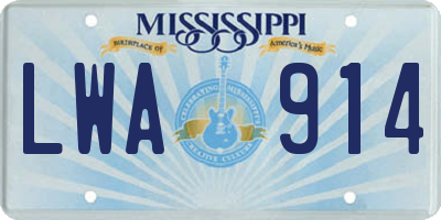 MS license plate LWA914
