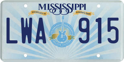 MS license plate LWA915