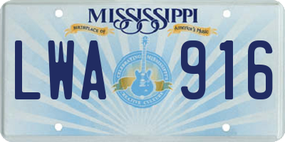 MS license plate LWA916
