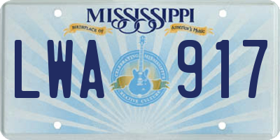 MS license plate LWA917