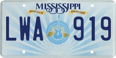 MS license plate LWA919
