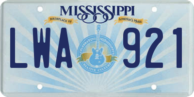 MS license plate LWA921