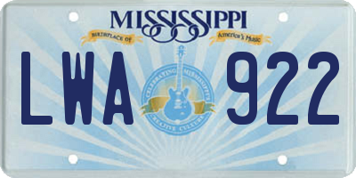 MS license plate LWA922