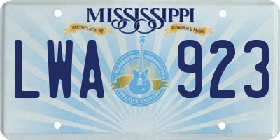 MS license plate LWA923