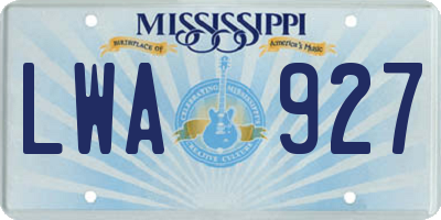 MS license plate LWA927