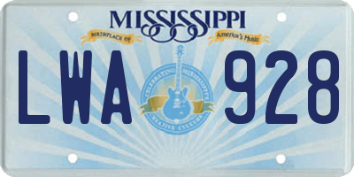 MS license plate LWA928