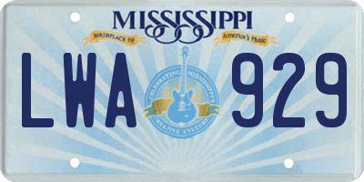 MS license plate LWA929